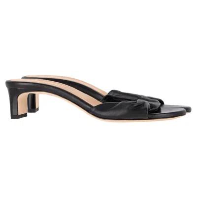 032C DEAR FRANCES TWISTED SLIDE SANDALS IN BLACK LEATHER