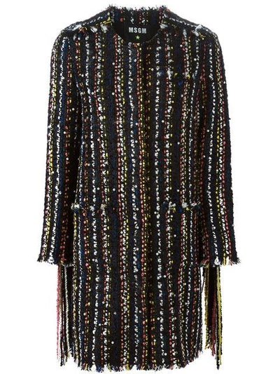 MSGM Fringed Bouclé Knit Coat