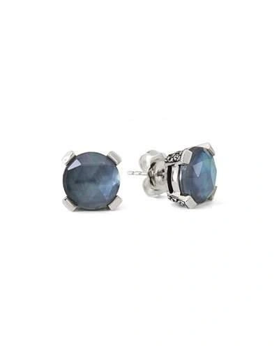 STEPHEN DWECK ENGRAVED FLOWER STUD EARRINGS IN MIDNIGHT TRIPLET