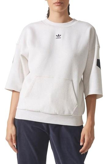 Shop Adidas Originals Logo Sweatshirt In Cream