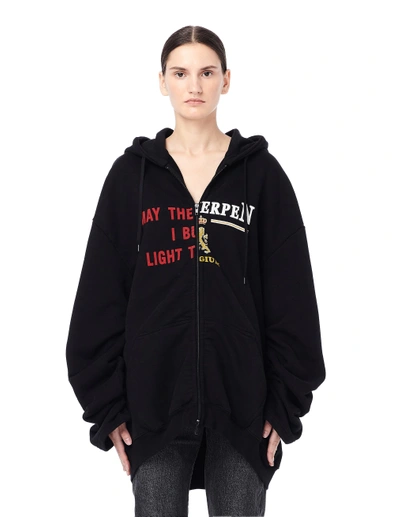 Vetements 'may The / Antwerp' Zipped Hoodie In Black