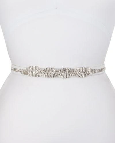 DEBORAH DRATTELL CORNELIA RHINESTONE STRETCH BELT, WHITE