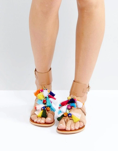 STEVE MADDEN COLORFUL TASSEL GLADIATOR SANDALS - MULTI