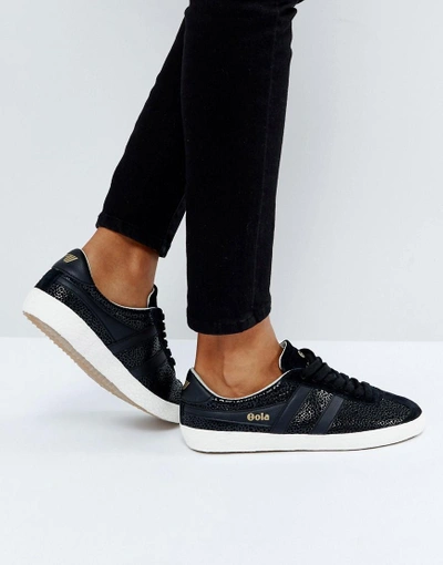 GOLA SPECIALIST SNEAKERS IN CRACKLED LEATHER IN BLACK - BLACK