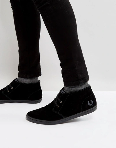 FRED PERRY BYRON MID SUEDE SNEAKERS IN BLACK - BLACK