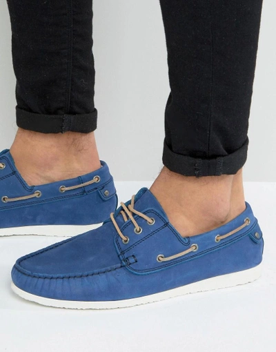 DUNE BELIZE SUEDE BOAT SHOES - BLUE
