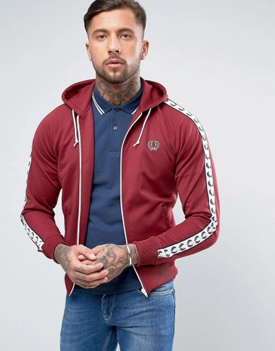 FRED PERRY SPORTS AUTHENTIC HOODED TRACK JACKET IN RED - RED