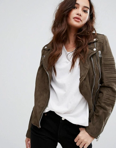 GOOSECRAFT SUEDE BIKER JACKET - BEIGE