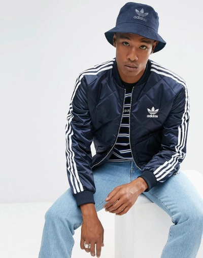 Adidas Originals Superstar Quilted Jacket In Navy Br7155 Navy