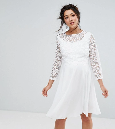 QUEEN BEE MATERNITY LACE OVERLAY MIDI DRESS - WHITE