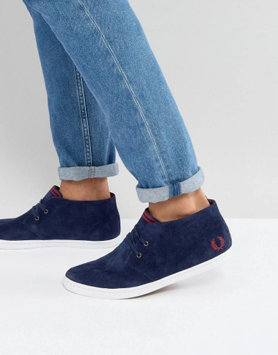 FRED PERRY BYRON MID SUEDE SNEAKERS IN BLUE - BLUE