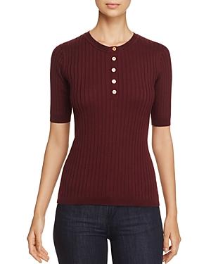 Shop Tory Burch Luisa Short-sleeve Sweater In Dark Imperial