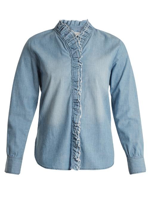Shop Isabel Étoile Lawendy Stretch-cotton Shirt In Light Blue