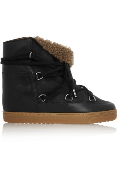 ISABEL MARANT Nowles Shearling-Lined Leather Concealed Wedge Boots