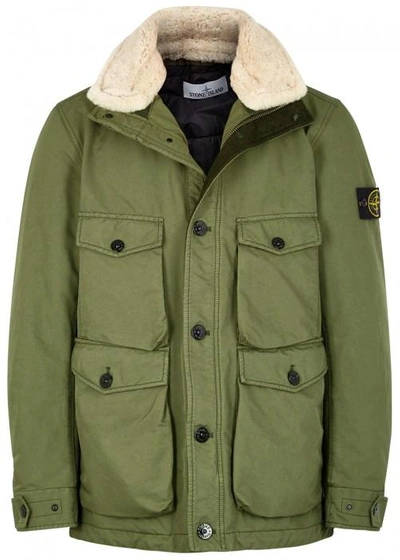STONE ISLAND DAVID-TC FAUX SHEARLING-TRIMMED SHELL JACKET