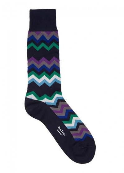 PAUL SMITH ZIGZAG COTTON BLEND SOCKS