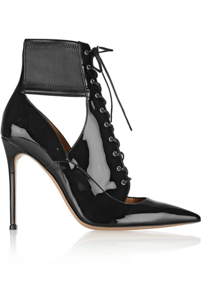 GIANVITO ROSSI Lace-Up Patent-Leather Ankle Boots