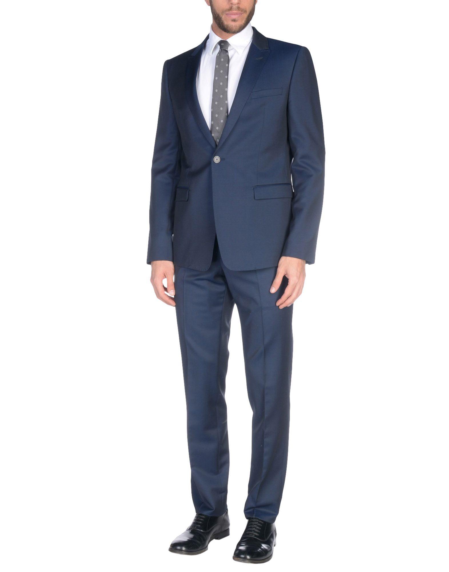 Shop Emporio Armani Suits In Dark Blue