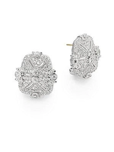 JUDITH RIPKA Estate White Sapphire & Sterling Silver Pavà Earrings