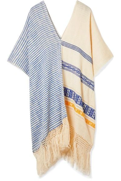 JALINE MAGGIE MACRAMÉ-TRIMMED COTTON PONCHO