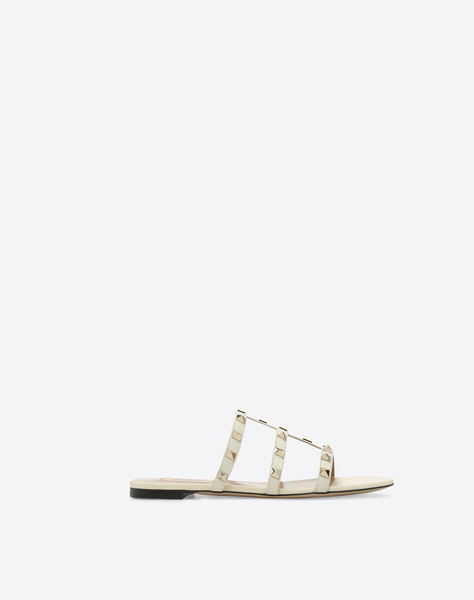 valentino rockstud flat slide sandal