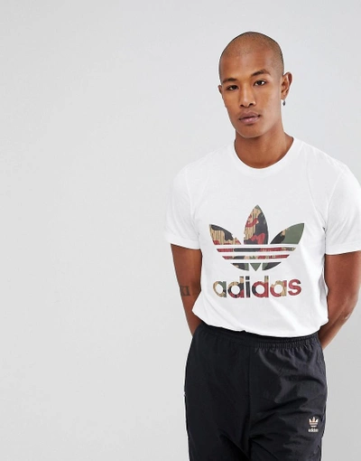 ADIDAS ORIGINALS X PHARRELL WILLIAMS HU HIKING TREFOIL LOGO T-SHIRT IN WHITE CY7869 - WHITE