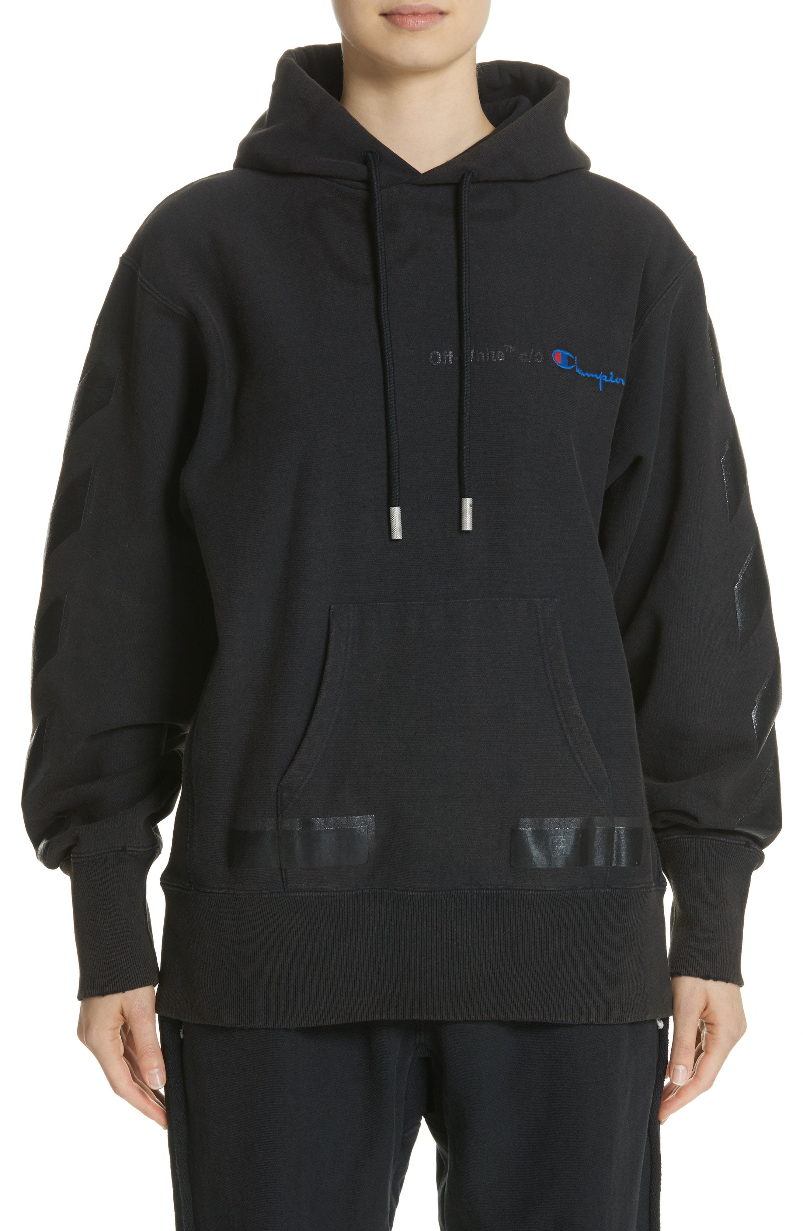 off white champion hoodie black