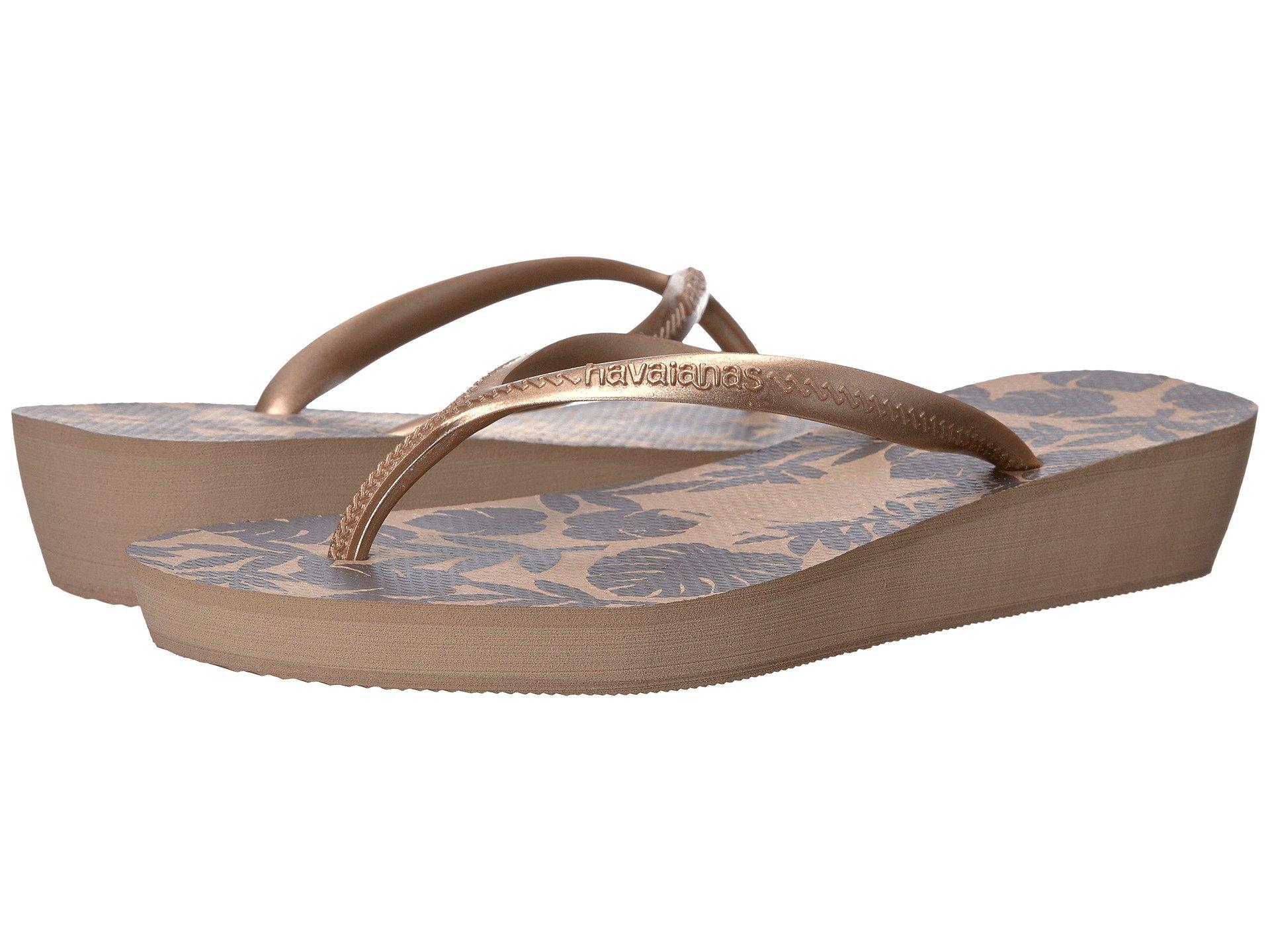 havaianas wedge rose gold