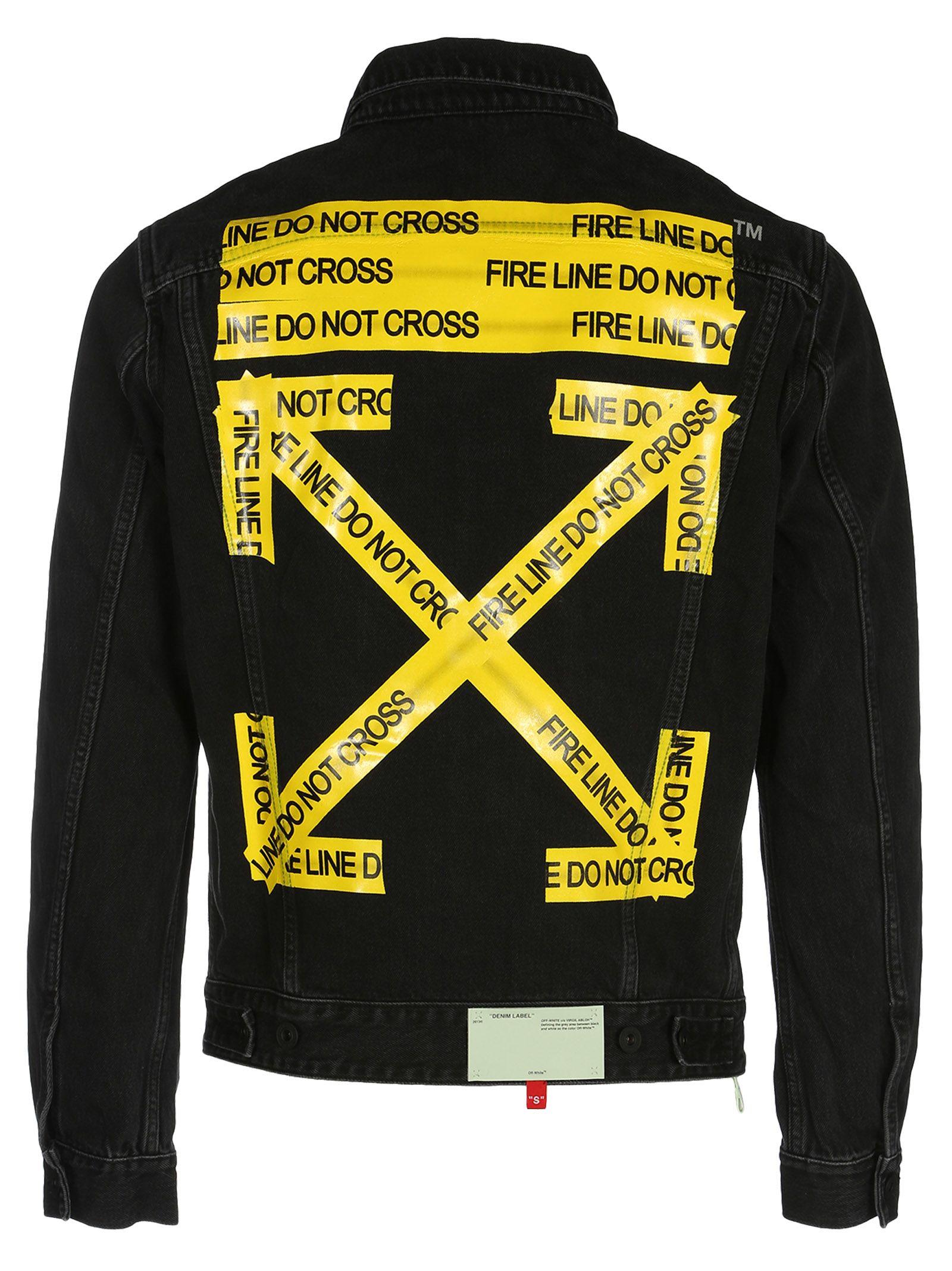 off white denim jacket yellow tape