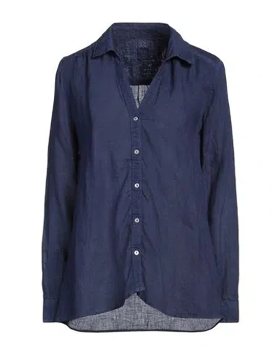 120% LINO 120% LINO WOMAN SHIRT NAVY SIZE 10 LINEN