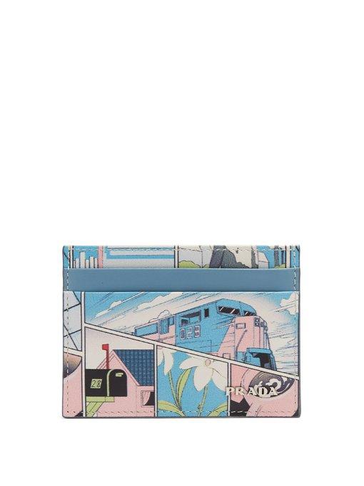 Shop Prada Comic-print Cardholder In Pink Multi