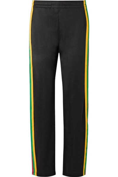 Shop Acne Studios Norwich Face Striped Satin jersey Track Pants In Black