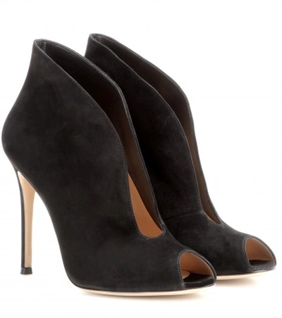 GIANVITO ROSSI Vamp Suede Peep-Toe Ankle Boots