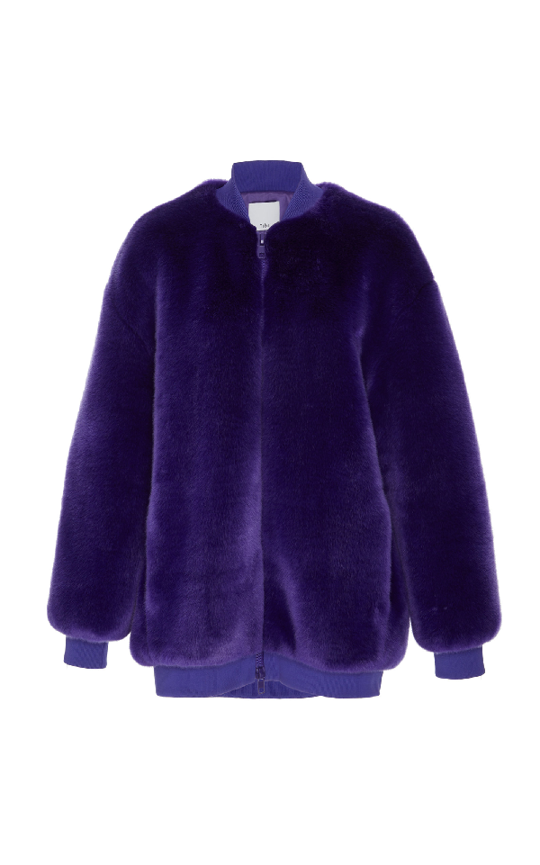 tibi faux fur bomber