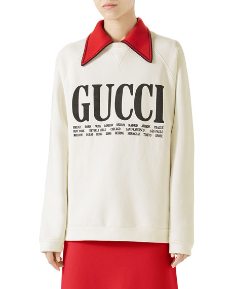 gucci cities cotton sweatshirt