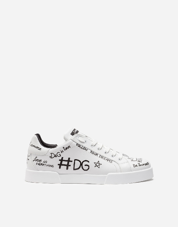 dolce gabbana printed calfskin portofino sneakers