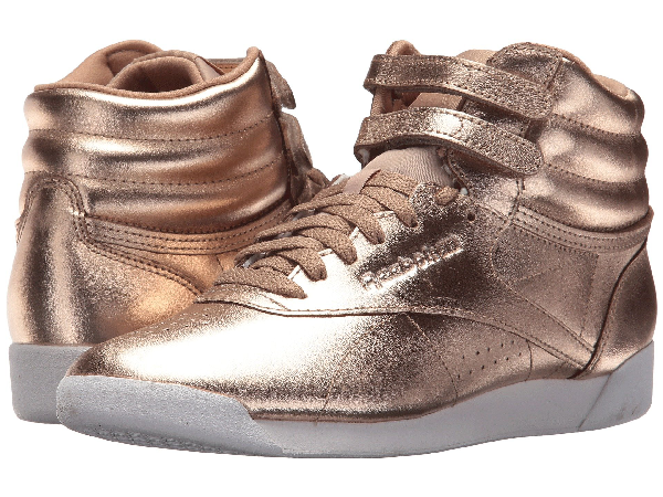 reebok freestyle hi metallic gold
