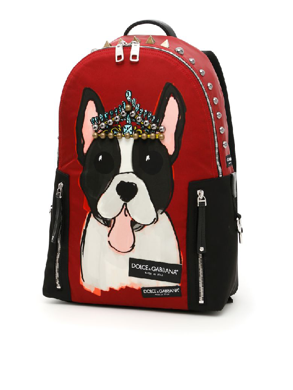 Shop Dolce & Gabbana Nylon Backpack With Dog Print In Dog  Rossorosso