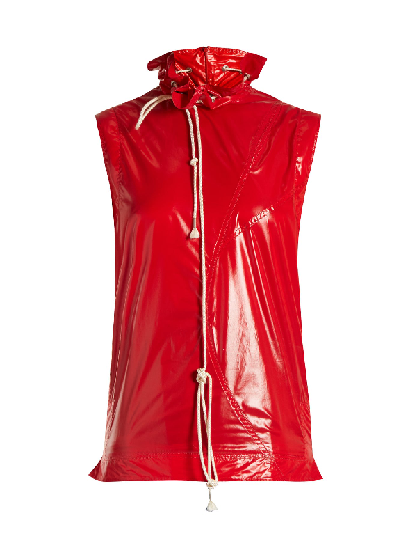 Shop Calvin Klein 205w39nyc Drawstring High-neck Sleeveless Top In Red