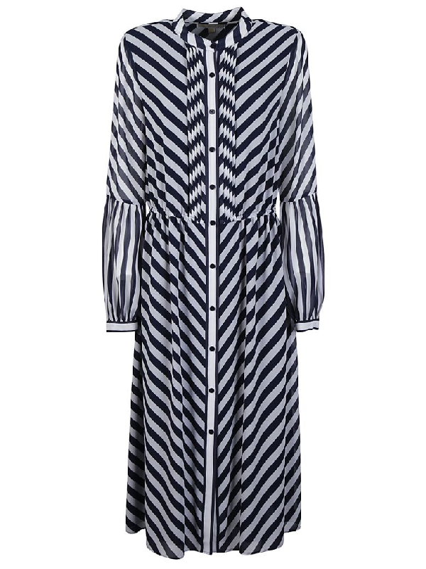 michael kors blue striped dress