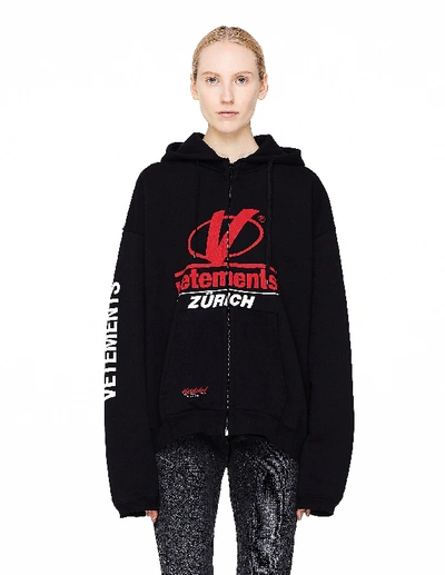 Shop Vetements Women s Reversible Zip up Hoodie In Black