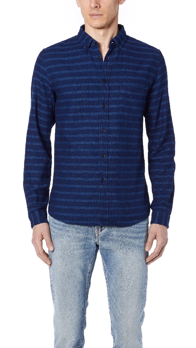 LEVI'S INDIGO STRIPE BUTTON DOWN SHIRT