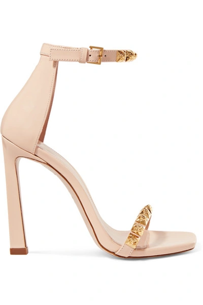 STUART WEITZMAN ROSIST 100 STUDDED GLOSSED-LEATHER SANDALS