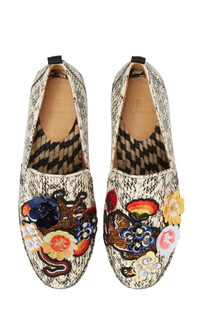 Shop Bill Blass Sutton Espadrille Flat In Ivory Snake Print
