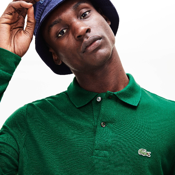 lacoste green long sleeve polo