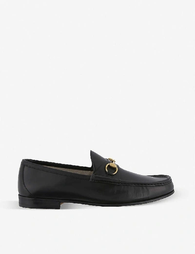 GUCCI GUCCI MEN'S BLACK ROOS HORSEBIT LEATHER MOCCASINS