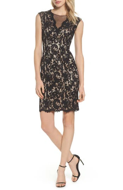 VINCE CAMUTO ILLUSION LACE SHEATH DRESS
