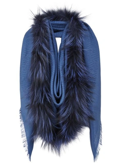 Shop Fendi Touch Of Fur Shawl In F13d4 blue Muffin