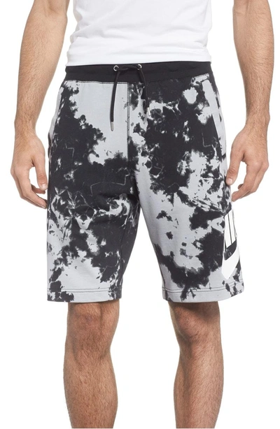 Nike Nsw Alumni Tie-dye Shorts In Wolf Grey/ Black/ White