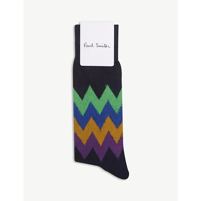 PAUL SMITH ZIG-ZAG PATTERN COTTON-BLEND SOCKS